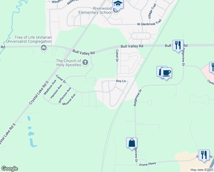 map of restaurants, bars, coffee shops, grocery stores, and more near 809 Ross Lane in McHenry