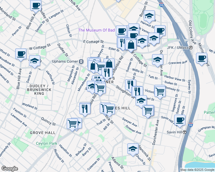 map of restaurants, bars, coffee shops, grocery stores, and more near in Boston