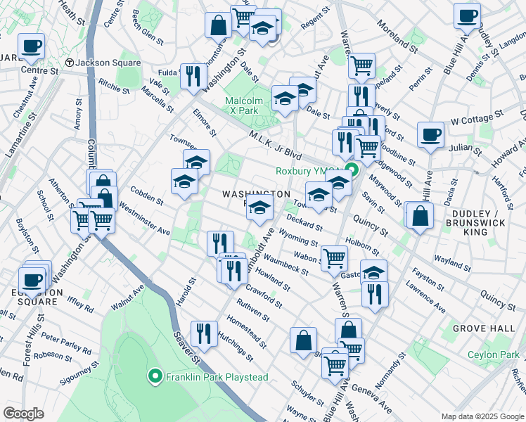 map of restaurants, bars, coffee shops, grocery stores, and more near 94 Harrishof Street in Boston