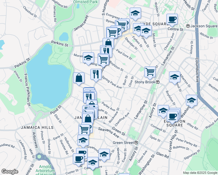 map of restaurants, bars, coffee shops, grocery stores, and more near 28 Robinwood Avenue in Boston