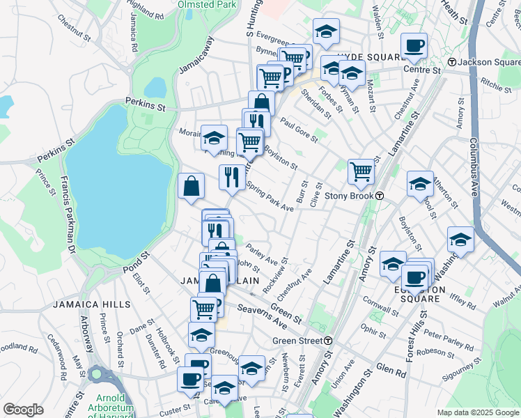 map of restaurants, bars, coffee shops, grocery stores, and more near 28 Robinwood Avenue in Boston