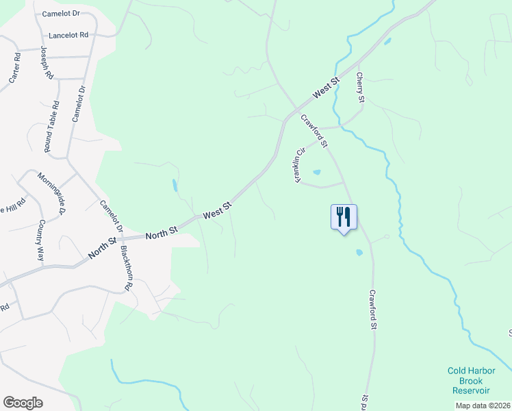 map of restaurants, bars, coffee shops, grocery stores, and more near 2 Cold Harbor Drive in Northborough
