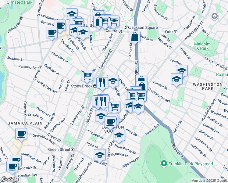map of restaurants, bars, coffee shops, grocery stores, and more near 164 School Street in Boston