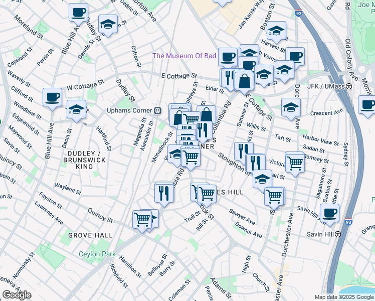 map of restaurants, bars, coffee shops, grocery stores, and more near in Boston