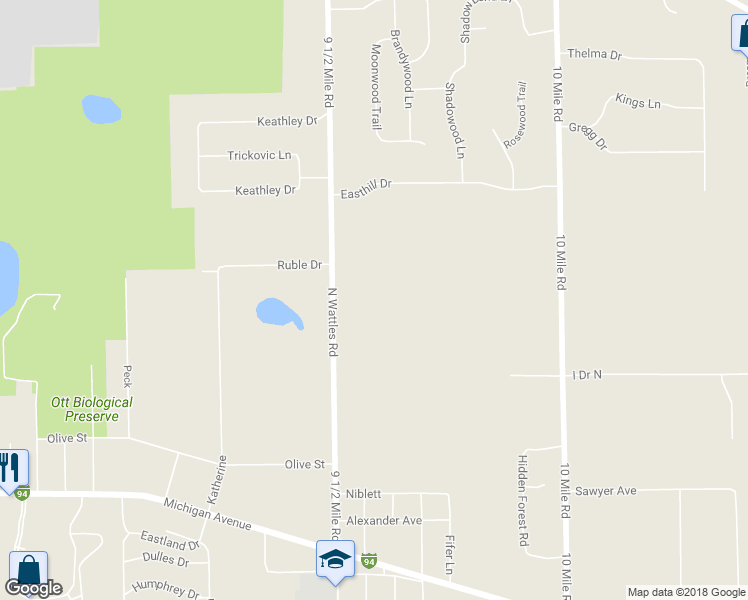 map of restaurants, bars, coffee shops, grocery stores, and more near 488 North Wattles Road in Battle Creek