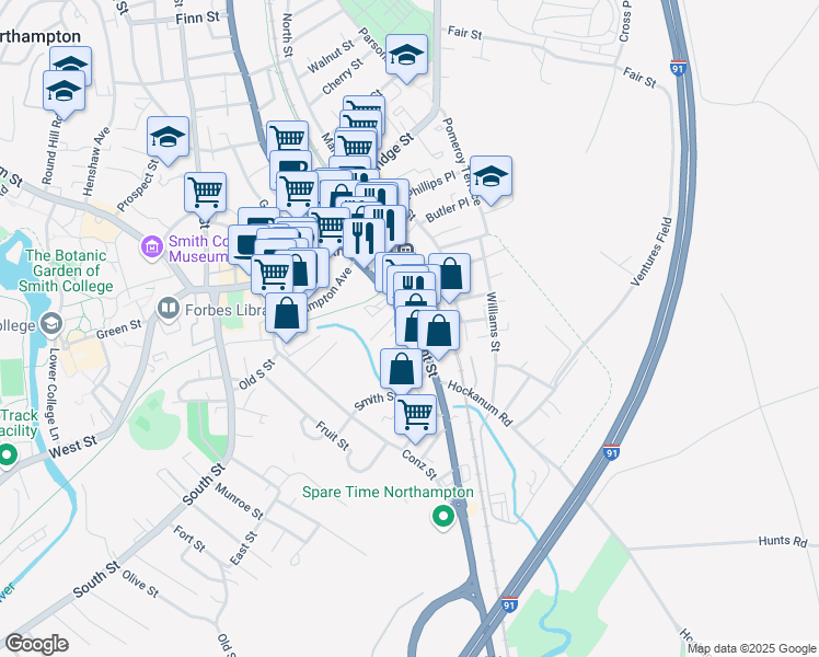 map of restaurants, bars, coffee shops, grocery stores, and more near 8 Kingsley Avenue in Northampton