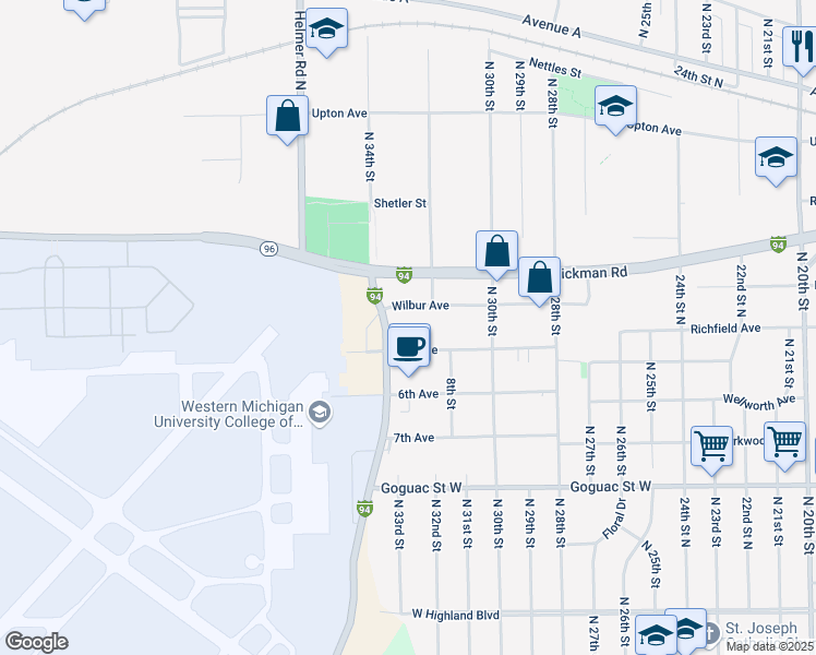 map of restaurants, bars, coffee shops, grocery stores, and more near 276 Helmer Road North in Springfield