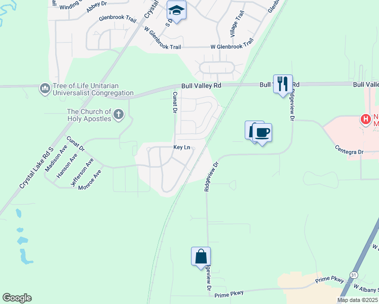 map of restaurants, bars, coffee shops, grocery stores, and more near 4823 Key Lane in McHenry