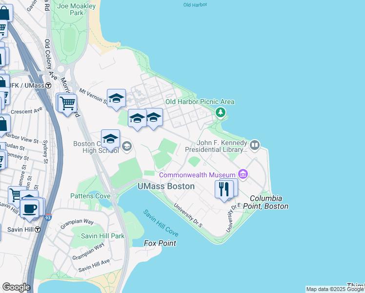 map of restaurants, bars, coffee shops, grocery stores, and more near in Boston
