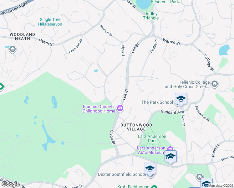 map of restaurants, bars, coffee shops, grocery stores, and more near 204 Clyde Street in Brookline