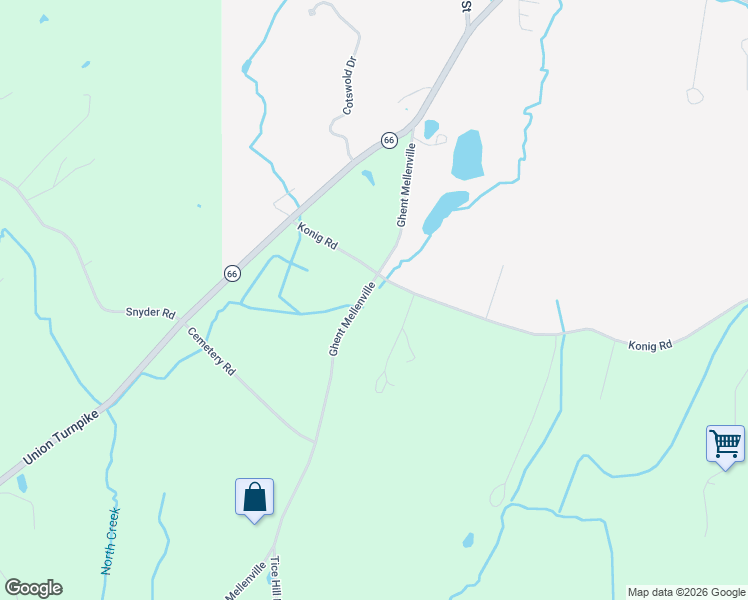 map of restaurants, bars, coffee shops, grocery stores, and more near 48 Konig Road in Ghent