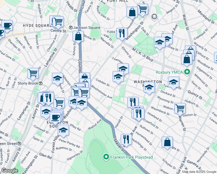 map of restaurants, bars, coffee shops, grocery stores, and more near 8 Cobden Street in Boston