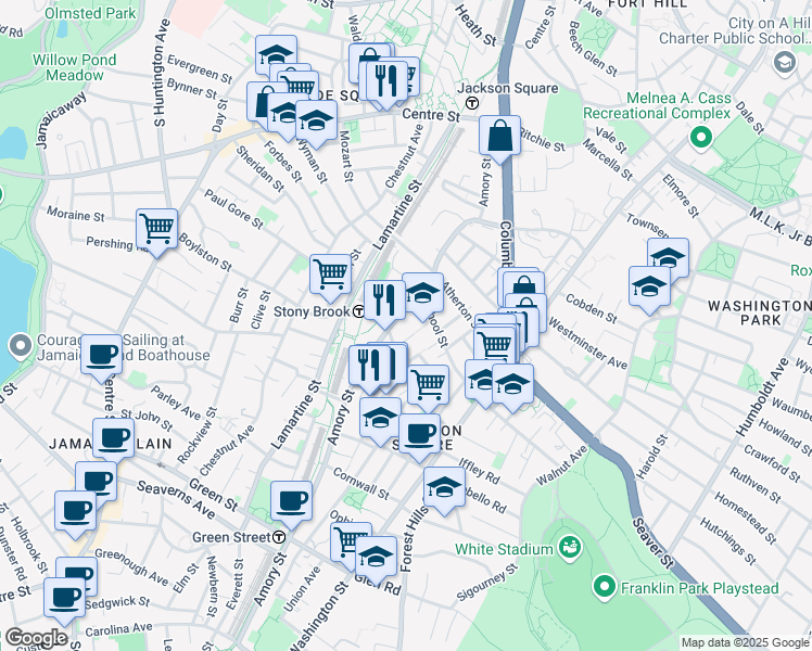 map of restaurants, bars, coffee shops, grocery stores, and more near 140 Boylston Street in Boston