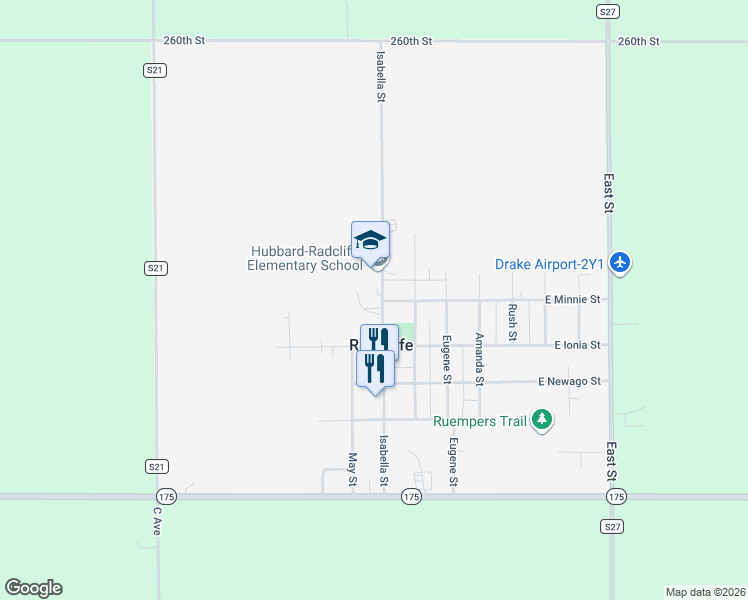 map of restaurants, bars, coffee shops, grocery stores, and more near 407 Isabella Street in Radcliffe