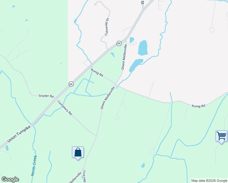 map of restaurants, bars, coffee shops, grocery stores, and more near 48 Konig Road in Ghent