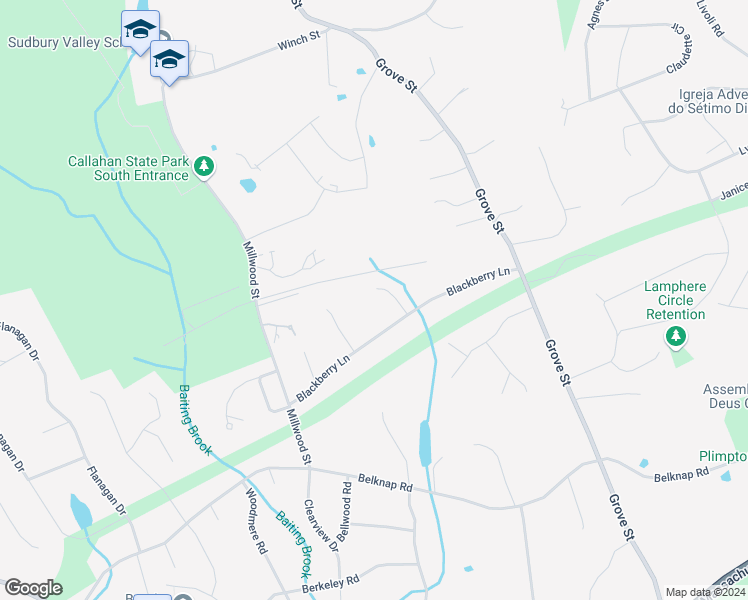 map of restaurants, bars, coffee shops, grocery stores, and more near 8 Blueberry Circle in Framingham