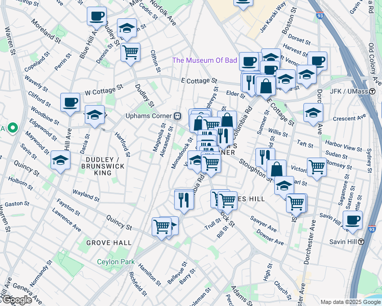 map of restaurants, bars, coffee shops, grocery stores, and more near 20 Arion Street in Boston
