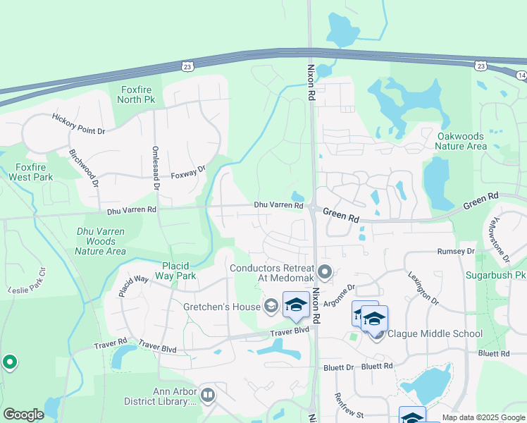 map of restaurants, bars, coffee shops, grocery stores, and more near 2808 Rathmore Lane in Ann Arbor