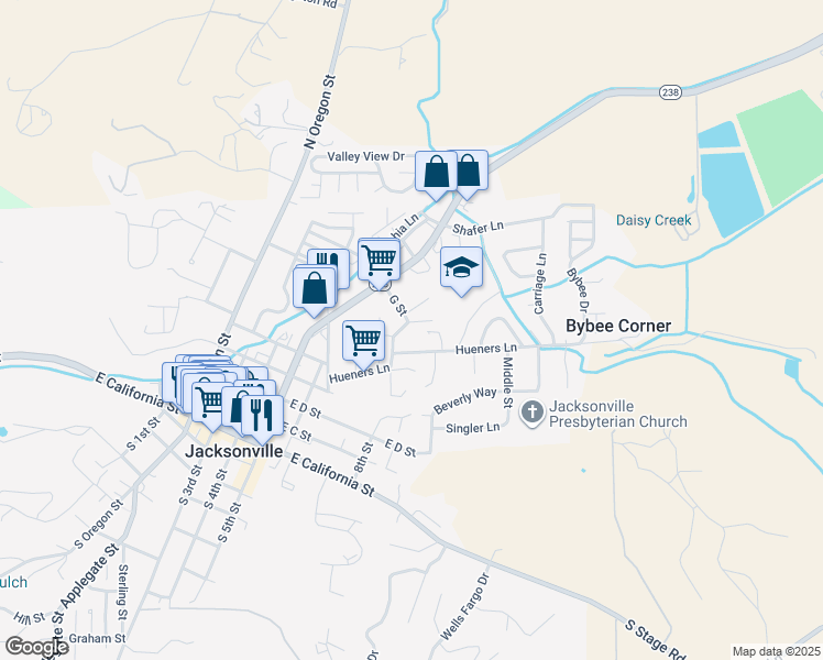map of restaurants, bars, coffee shops, grocery stores, and more near 625 Hueners Lane in Jacksonville