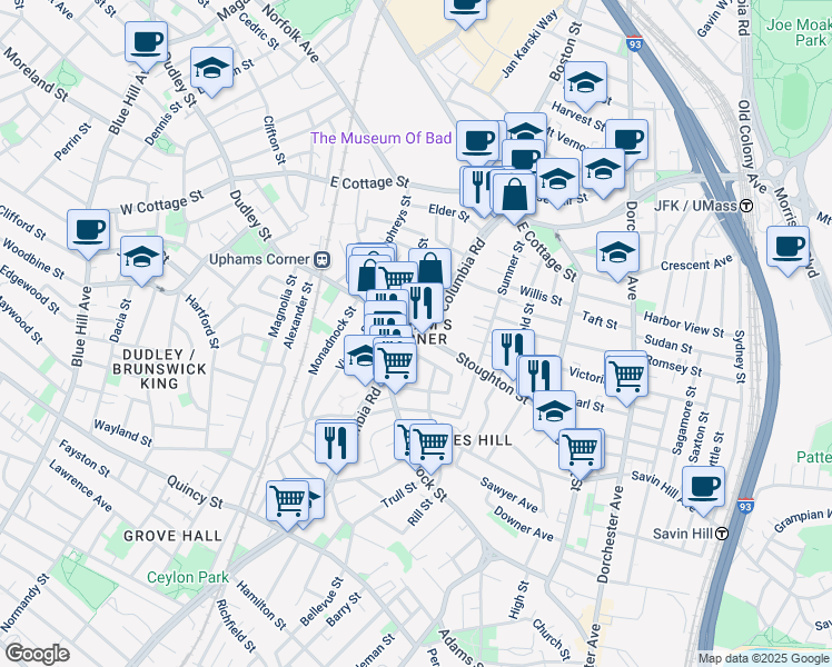 map of restaurants, bars, coffee shops, grocery stores, and more near in Boston