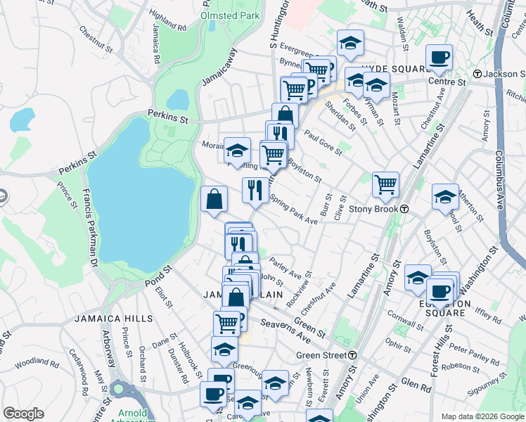 map of restaurants, bars, coffee shops, grocery stores, and more near in Boston