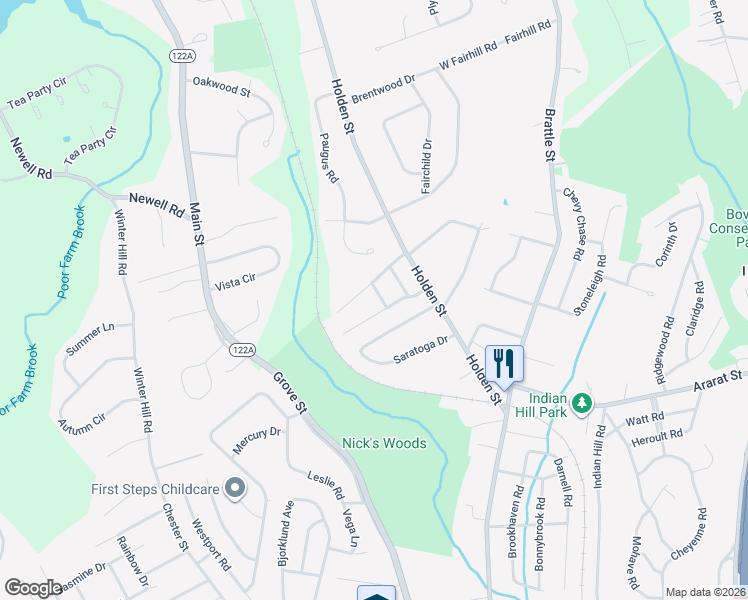 map of restaurants, bars, coffee shops, grocery stores, and more near 39 Piehl Avenue in Worcester