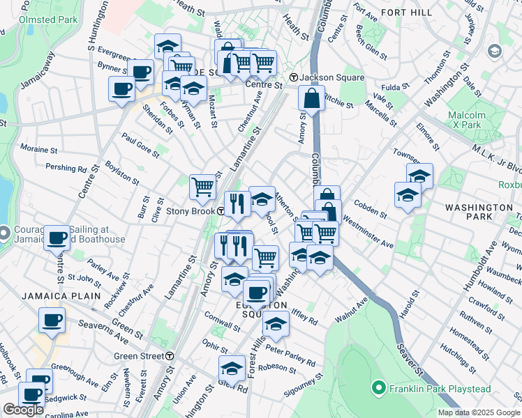 map of restaurants, bars, coffee shops, grocery stores, and more near 164 School Street in Boston