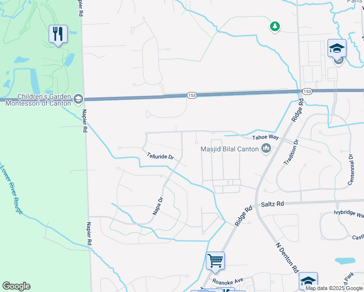 map of restaurants, bars, coffee shops, grocery stores, and more near 1915 Napa Drive in Canton