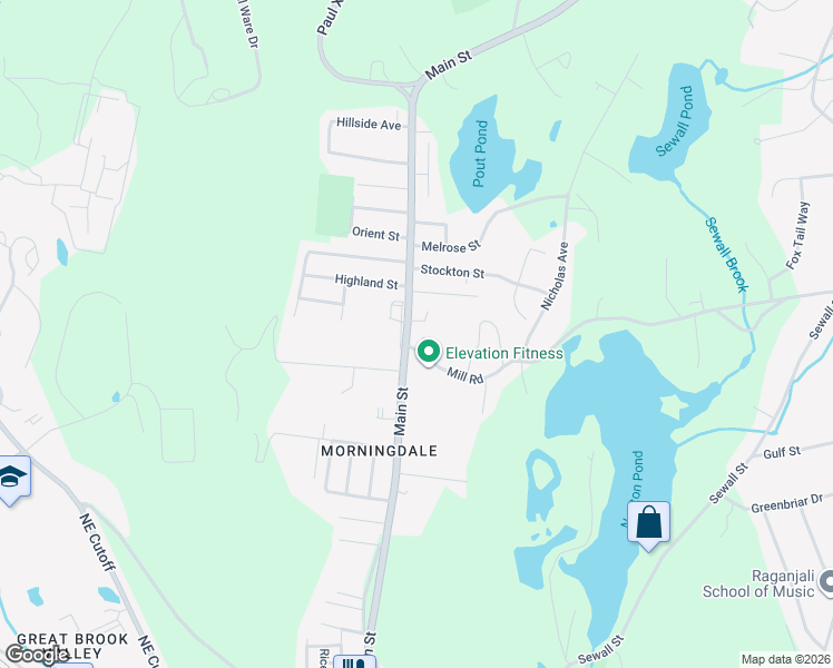 map of restaurants, bars, coffee shops, grocery stores, and more near 85 Main Street in Boylston