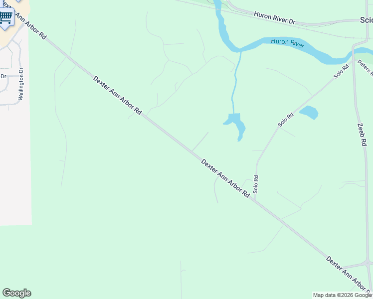 map of restaurants, bars, coffee shops, grocery stores, and more near 2175 Loch Highland Drive in Dexter