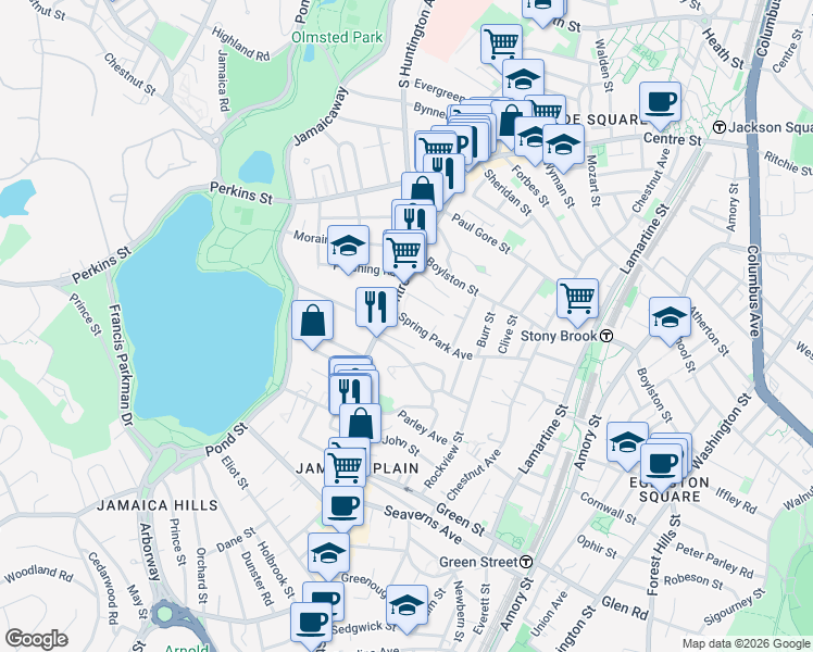 map of restaurants, bars, coffee shops, grocery stores, and more near 9 Kingsboro Park in Boston