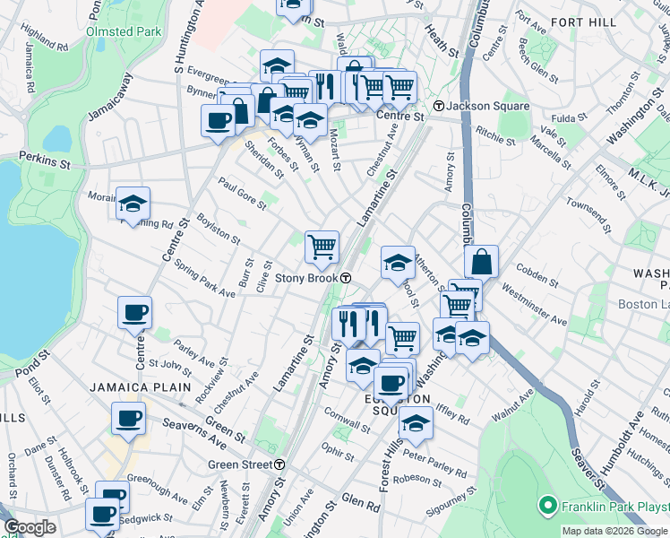 map of restaurants, bars, coffee shops, grocery stores, and more near 181 Lamartine Street in Boston