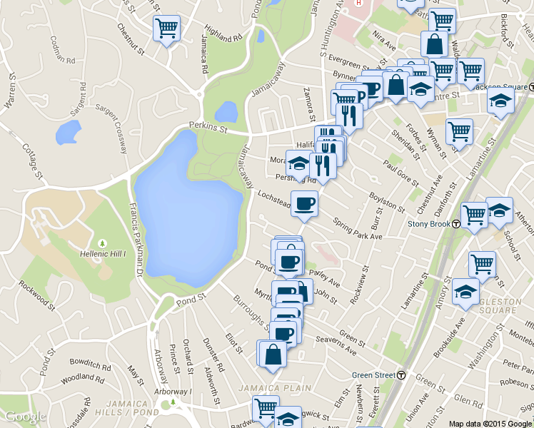 map of restaurants, bars, coffee shops, grocery stores, and more near 44 Lochstead Avenue in Boston