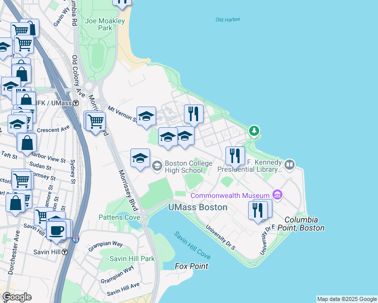 map of restaurants, bars, coffee shops, grocery stores, and more near 325 Mount Vernon Street in Boston