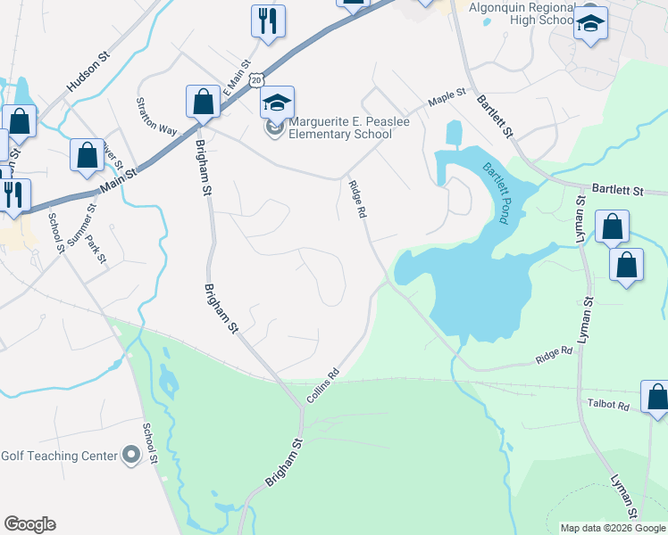map of restaurants, bars, coffee shops, grocery stores, and more near 95 Wesson Terrace in Northborough