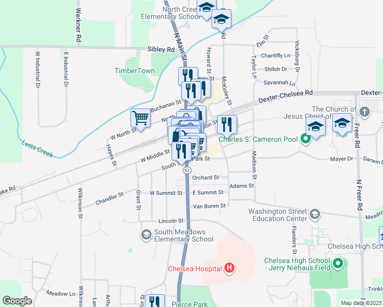 map of restaurants, bars, coffee shops, grocery stores, and more near 118 East Middle Street in Chelsea