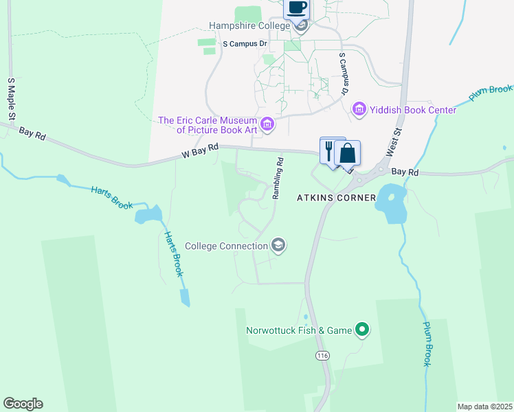 map of restaurants, bars, coffee shops, grocery stores, and more near 20 McIntosh Drive in Amherst