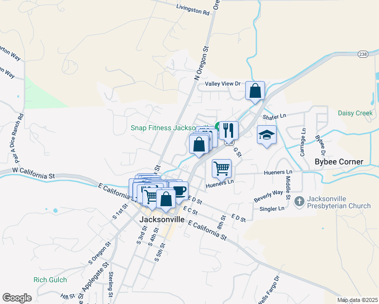 map of restaurants, bars, coffee shops, grocery stores, and more near 230 Jackson Creek Drive in Jacksonville