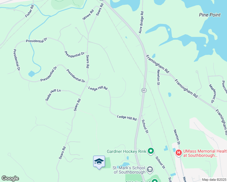 map of restaurants, bars, coffee shops, grocery stores, and more near 21 Ledge Hill Road in Southborough