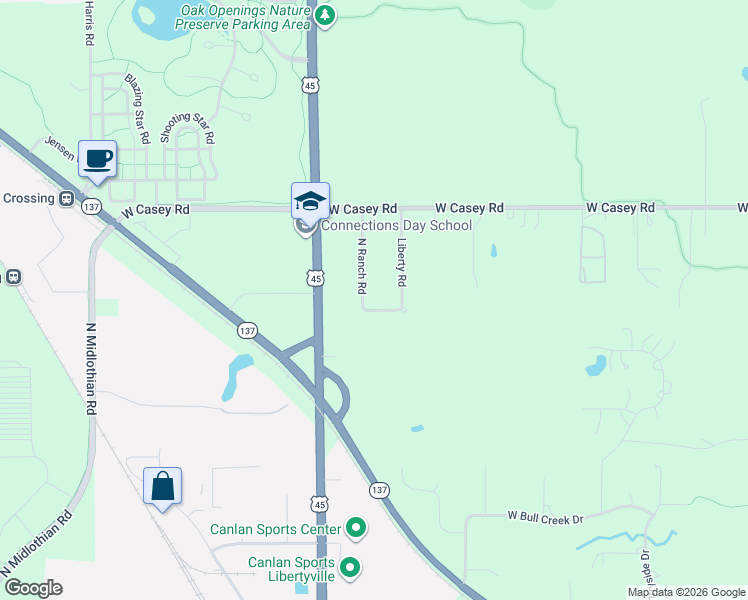 map of restaurants, bars, coffee shops, grocery stores, and more near 31339 North Ranch Road in Grayslake