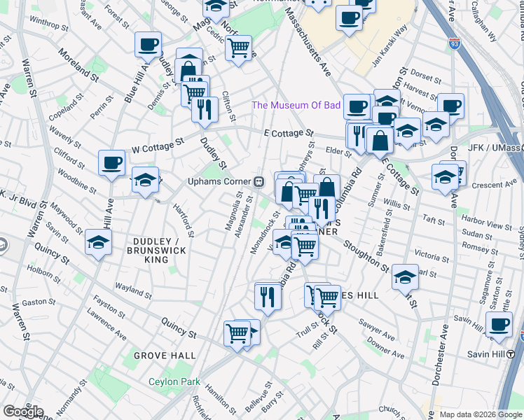 map of restaurants, bars, coffee shops, grocery stores, and more near 9 Nonquit Street in Boston