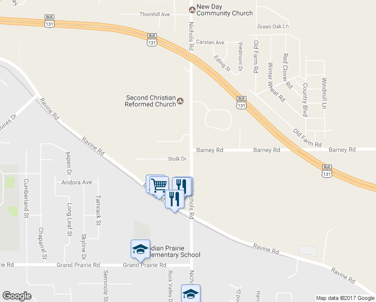 map of restaurants, bars, coffee shops, grocery stores, and more near 2633 Nichols Road in Kalamazoo