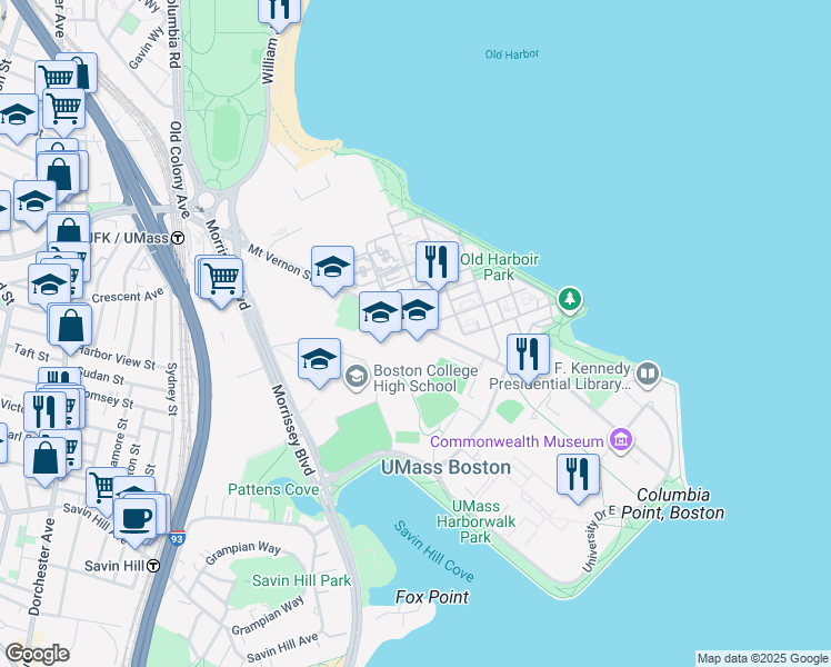 map of restaurants, bars, coffee shops, grocery stores, and more near 315 Mount Vernon Street in Boston