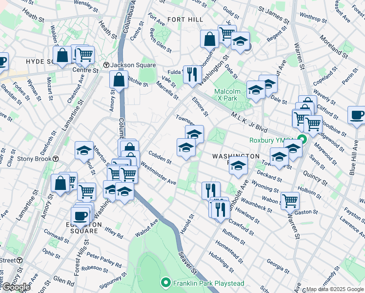 map of restaurants, bars, coffee shops, grocery stores, and more near 1 Haley Street in Boston