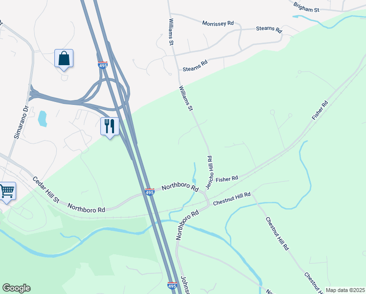 map of restaurants, bars, coffee shops, grocery stores, and more near 26 Jericho Hill Road in Southborough