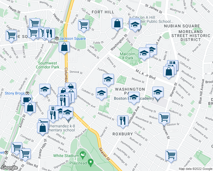 map of restaurants, bars, coffee shops, grocery stores, and more near 1 Haley Street in Boston