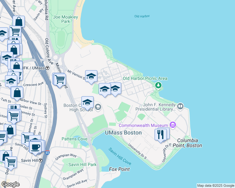 map of restaurants, bars, coffee shops, grocery stores, and more near in Boston