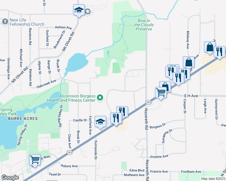 map of restaurants, bars, coffee shops, grocery stores, and more near 3057 Gull Road in Kalamazoo
