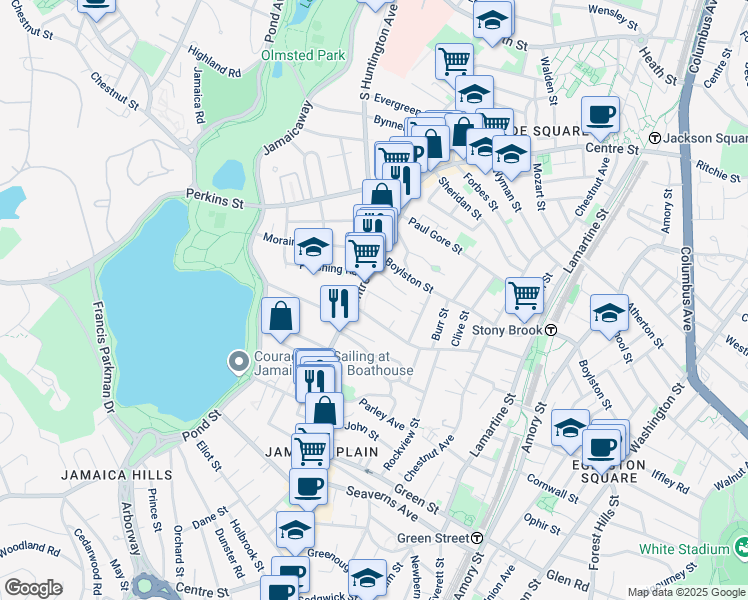 map of restaurants, bars, coffee shops, grocery stores, and more near 9 Kingsboro Park in Boston