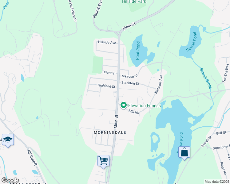 map of restaurants, bars, coffee shops, grocery stores, and more near 85 Main Street in Boylston